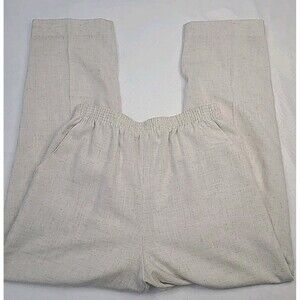 WOMENS BRIGGS beige linen blend pants with an elastic waistband. SIZE 12
